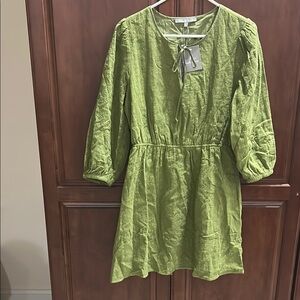 Green Cotton Eyelet Dress